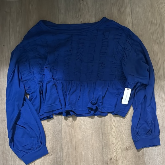 NWT! Anthropologie Pilcro Blue Textured Babydoll Top - Size XL 💎 - Picture 6 of 7